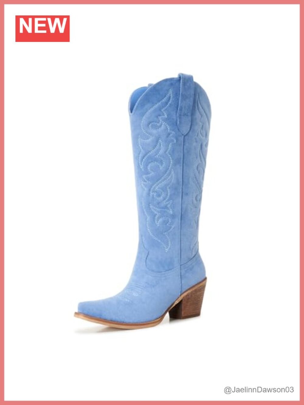 Faux Suede Knee High Cowboy Boots for Women, Block Heel Snip Toe